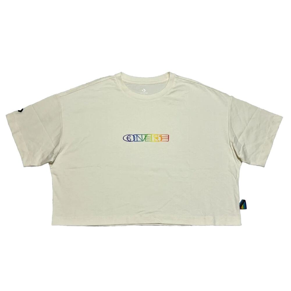 Converse Women’s Medium White Crew Neck Crop Top Short Sleeve Tee NWOT